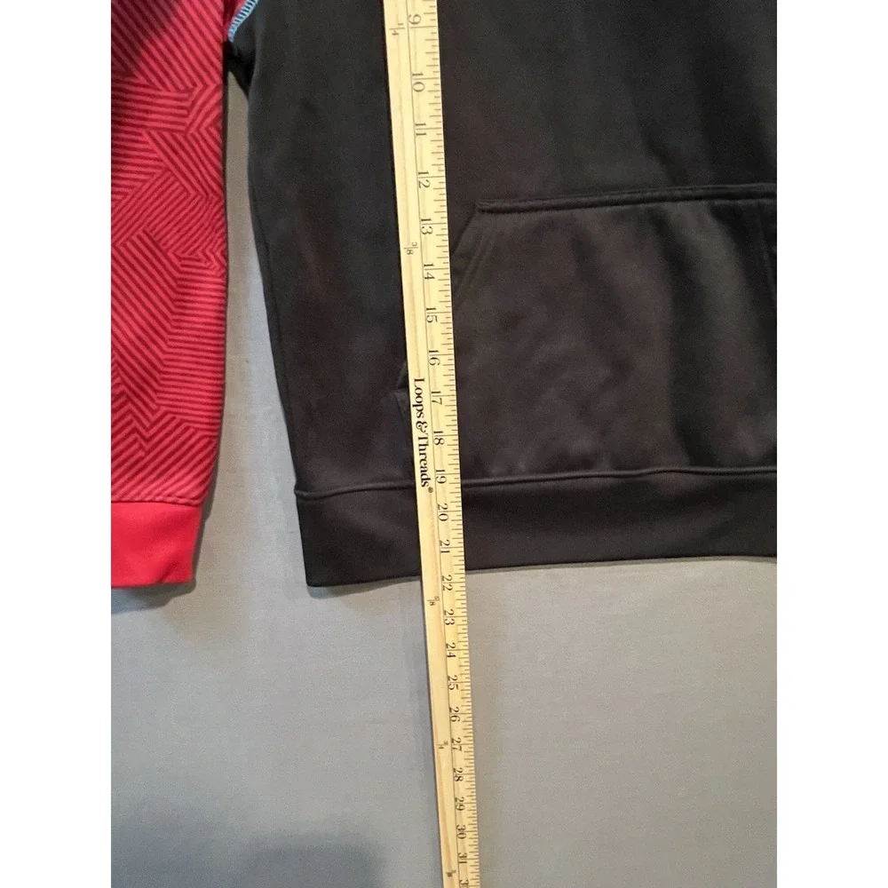 Champion Hooded Sweatshirt Boys Large Black Red Colorblock Pullover‎ Hoodie